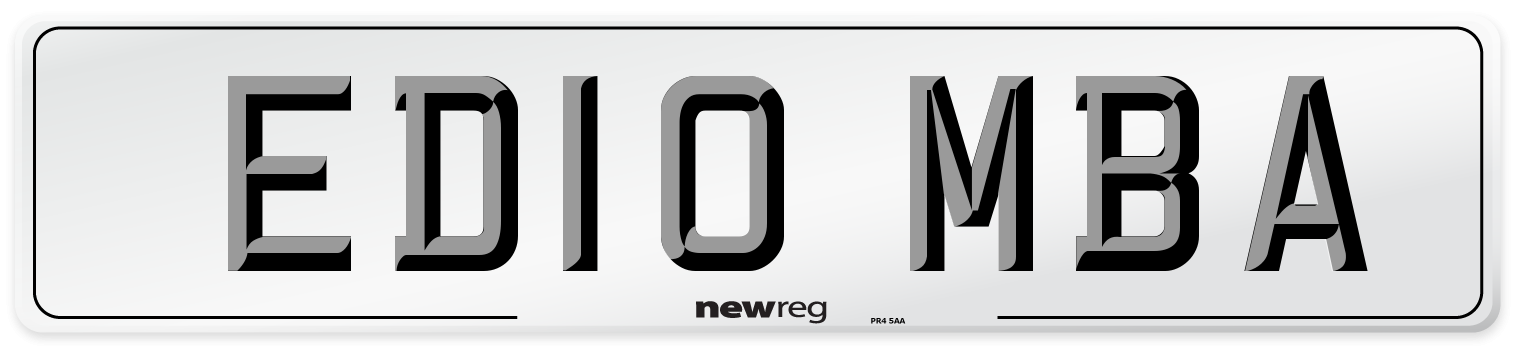 ED10 MBA Number Plate from New Reg